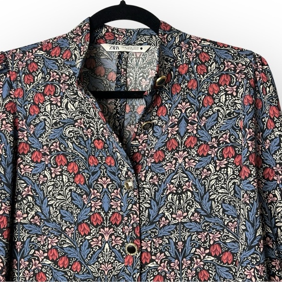 Zara Floral Long Sleeve Dress XS - Picture 4 of 10